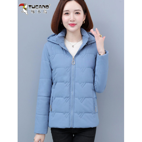 啄木鳥加絨羽絨棉服女冬裝2025新款小個子短款中年連帽棉衣外套 啄木鳥加絨羽絨棉服女冬裝2025新款小個子短款中年連帽棉衣外套