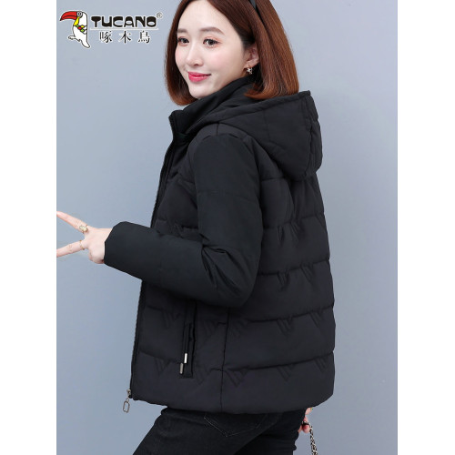 啄木鳥加絨羽絨棉服女冬裝2025新款小個子短款中年連帽棉衣外套 啄木鳥加絨羽絨棉服女冬裝2025新款小個子短款中年連帽棉衣外套