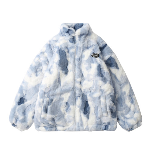 漸變色紥染立領羊羔絨棉衣外套女冬季新款小個子加絨保暖情侶棉服 漸變色紥染立領羊羔絨棉衣外套女冬季新款小個子加絨保暖情侶棉服