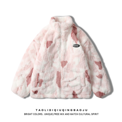 漸變色紥染立領羊羔絨棉衣外套女冬季新款小個子加絨保暖情侶棉服 漸變色紥染立領羊羔絨棉衣外套女冬季新款小個子加絨保暖情侶棉服