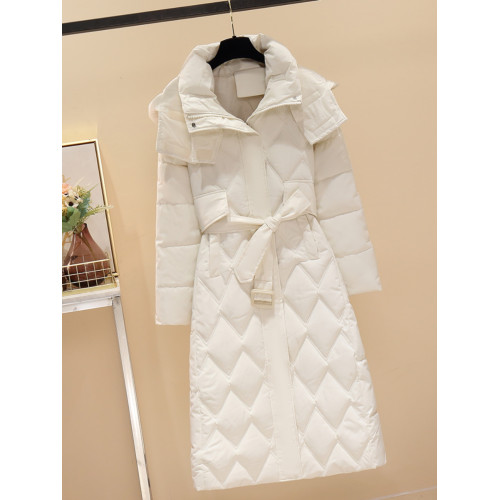 黑色長款棉服女2025新款冬季爆款歐貨菱格夾棉衣收腰羽絨棉襖外套