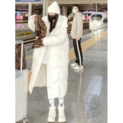 2025冬季新款白色羽絨棉服女中長款過膝加厚免洗寬松棉衣連帽外套 2025冬季新款白色羽絨棉服女中長款過膝加厚免洗寬松棉衣連帽外套