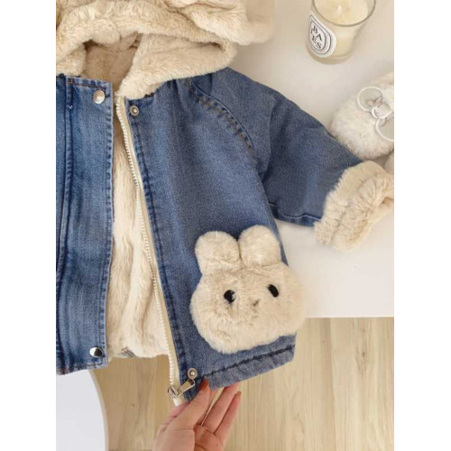 女小童加絨牛仔外套2023新款冬裝秋冬款加厚棉服寶寶冬季保暖棉衣 女小童加絨牛仔外套2023新款冬裝秋冬款加厚棉服寶寶冬季保暖棉衣