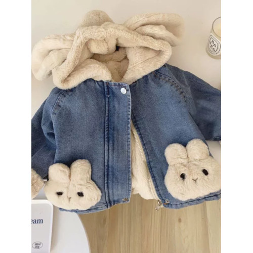 女小童加絨牛仔外套2023新款冬裝秋冬款加厚棉服寶寶冬季保暖棉衣 女小童加絨牛仔外套2023新款冬裝秋冬款加厚棉服寶寶冬季保暖棉衣