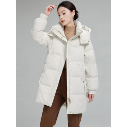 加厚保暖中長款羽絨棉服女2025年冬季新款韓版可拆卸帽寬松外套潮