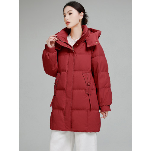 加厚保暖中長款羽絨棉服女2025年冬季新款韓版可拆卸帽寬松外套潮