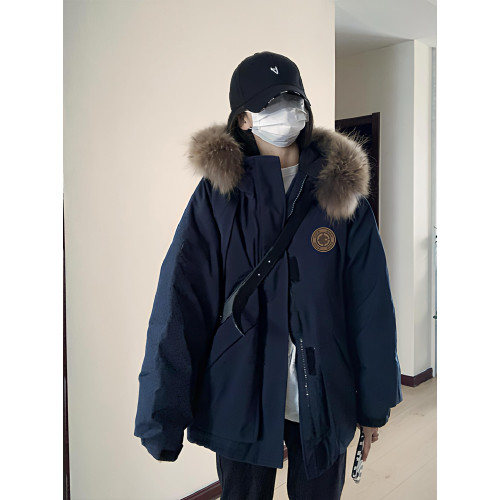 KSKM藏藍色派克服女2025秋冬季加厚高級感中長款工裝羽絨棉服外套 KSKM藏藍色派克服女2025秋冬季加厚高級感中長款工裝羽絨棉服外套