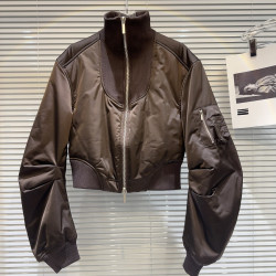 網紅同款2025冬季新款炸街辣妹螺紋領口保暖純色棉服夾克棉衣外套