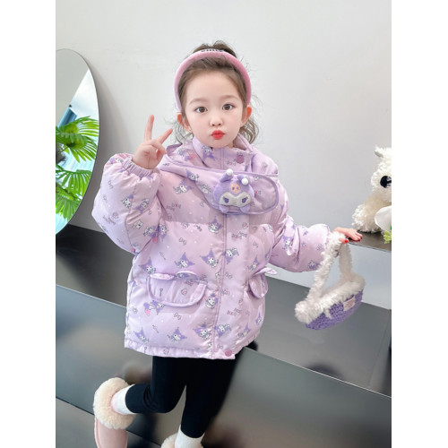庫洛米女小童羽絨服冬季2023新款洋氣加厚保暖女寶寶90白鴨絨冬裝