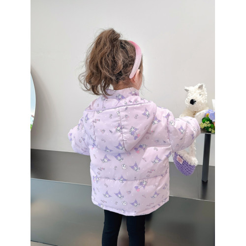 庫洛米女小童羽絨服冬季2023新款洋氣加厚保暖女寶寶90白鴨絨冬裝