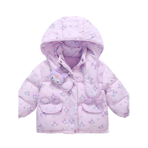 庫洛米女小童羽絨服冬季2023新款洋氣加厚保暖女寶寶90白鴨絨冬裝