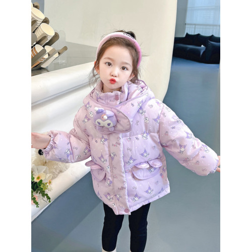 庫洛米女小童羽絨服冬季2023新款洋氣加厚保暖女寶寶90白鴨絨冬裝