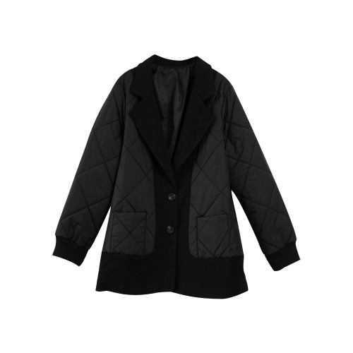 九月陌墨西裝領拼接羽絨棉服女秋冬菱格寬松洋氣外套歐洲站款歐貨 九月陌墨西裝領拼接羽絨棉服女秋冬菱格寬松洋氣外套歐洲站款歐貨