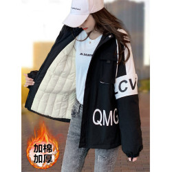 棉服女外套加棉加厚潮牌學院風棉衣棉襖加絨夾棉爆款2025新款冬季