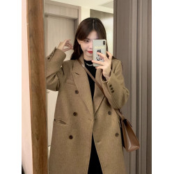 高級感呢子大衣女秋冬季2025新款赫本風小個子中長款毛呢外套加厚