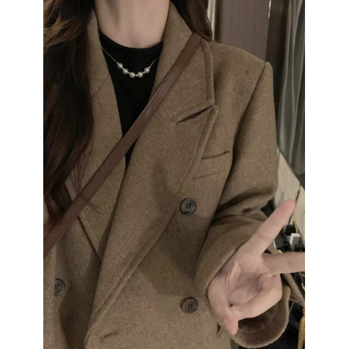 高級感呢子大衣女秋冬季2025新款赫本風小個子中長款毛呢外套加厚