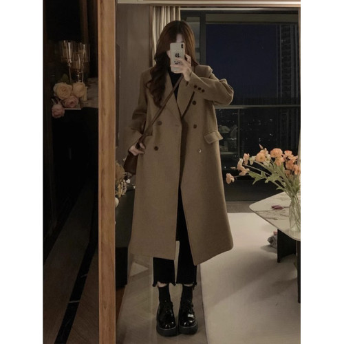 高級感呢子大衣女秋冬季2025新款赫本風小個子中長款毛呢外套加厚