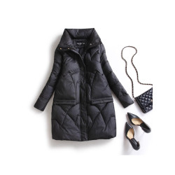 冬季棉衣女冬中長款2025新款黑色工作服羽絨棉服加厚保暖棉襖外套