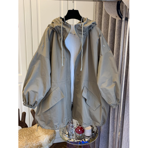 胖mm連帽外套女春秋短款2025大碼寬松休閒百搭小個子風衣薄款上衣 胖mm連帽外套女春秋短款2025大碼寬松休閒百搭小個子風衣薄款上衣