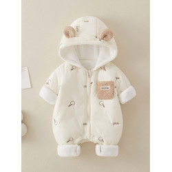 新生嬰兒衣服秋冬連體衣可愛洋氣男女寶寶連帽加絨保暖外出爬爬服