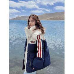 羽絨棉服女2025冬季新款工裝撞色麵包服學生情侶棉襖外套棉衣加厚