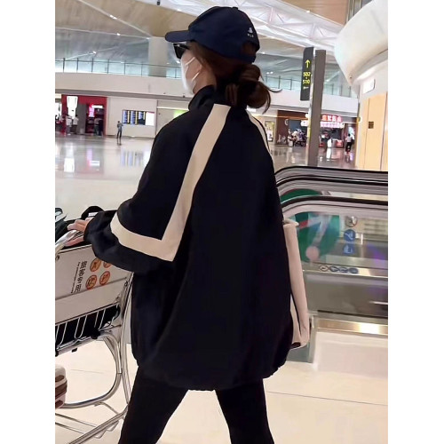 韓版立領拼色沖鋒衣外套女2024秋冬新款夾棉加厚休閒寬松顯瘦上衣 韓版立領拼色沖鋒衣外套女2024秋冬新款夾棉加厚休閒寬松顯瘦上衣