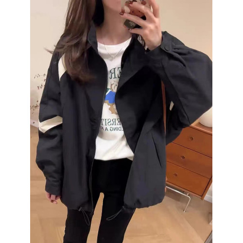 韓版立領拼色沖鋒衣外套女2024秋冬新款夾棉加厚休閒寬松顯瘦上衣 韓版立領拼色沖鋒衣外套女2024秋冬新款夾棉加厚休閒寬松顯瘦上衣