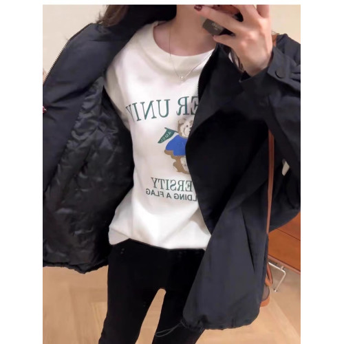 韓版立領拼色沖鋒衣外套女2024秋冬新款夾棉加厚休閒寬松顯瘦上衣 韓版立領拼色沖鋒衣外套女2024秋冬新款夾棉加厚休閒寬松顯瘦上衣