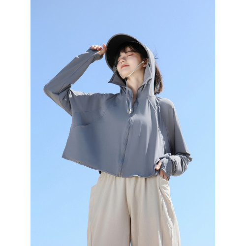 防曬衣女夏季2025新款黑膠帽簷原紗冰絲防紫外線薄款防曬服 防曬衣女夏季2025新款黑膠帽簷原紗冰絲防紫外線薄款防曬服