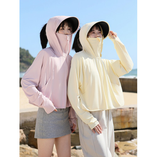 防曬衣女夏季2025新款黑膠帽簷原紗冰絲防紫外線薄款防曬服 防曬衣女夏季2025新款黑膠帽簷原紗冰絲防紫外線薄款防曬服