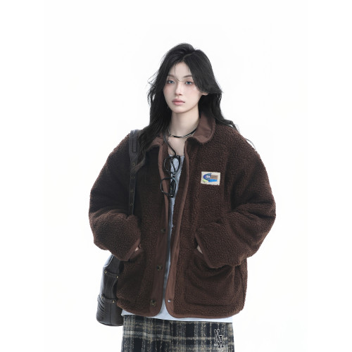 【坐吃山空】冬季美拉德棕色棉服外套女寬松加厚保暖羊羔毛棉襖潮 【坐吃山空】冬季美拉德棕色棉服外套女寬松加厚保暖羊羔毛棉襖潮