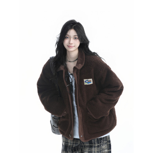 【坐吃山空】冬季美拉德棕色棉服外套女寬松加厚保暖羊羔毛棉襖潮 【坐吃山空】冬季美拉德棕色棉服外套女寬松加厚保暖羊羔毛棉襖潮