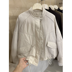 歐貨夾棉外套女工裝風寬松立領夾克2025秋冬新款休閒短款保暖棉衣