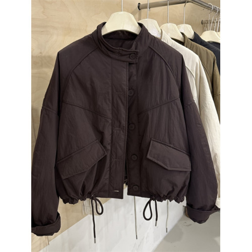 歐貨夾棉外套女工裝風寬松立領夾克2025秋冬新款休閒短款保暖棉衣 歐貨夾棉外套女工裝風寬松立領夾克2025秋冬新款休閒短款保暖棉衣