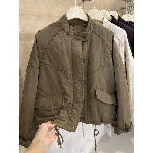 歐貨夾棉外套女工裝風寬松立領夾克2025秋冬新款休閒短款保暖棉衣 歐貨夾棉外套女工裝風寬松立領夾克2025秋冬新款休閒短款保暖棉衣