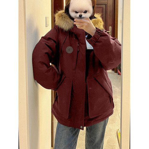 卡盛酒紅色本命年派克羽絨棉服女2025新款新年衣服大毛領工裝棉衣 卡盛酒紅色本命年派克羽絨棉服女2025新款新年衣服大毛領工裝棉衣