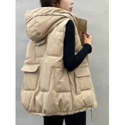 寬松大碼連帽羽絨棉馬甲女2025秋冬新款韓版馬夾外套女款坎肩背心