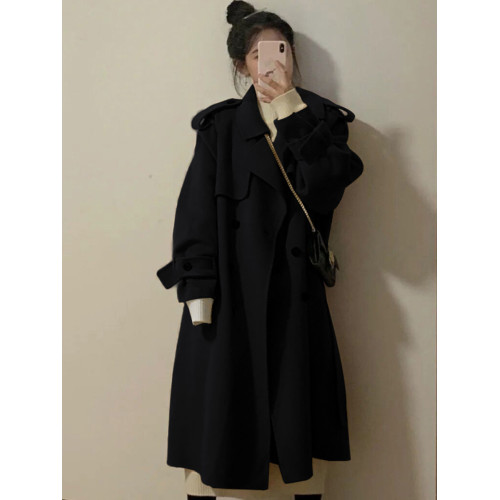 駝色雙面羊絨大衣女2025秋冬新款小個子中長款毛呢外套韓系赫本風