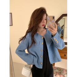 氣質白色小香風外套女裝秋冬2025新款高級感粗花呢小個子短款上衣