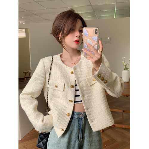 氣質白色小香風外套女裝秋冬2025新款高級感粗花呢小個子短款上衣 氣質白色小香風外套女裝秋冬2025新款高級感粗花呢小個子短款上衣