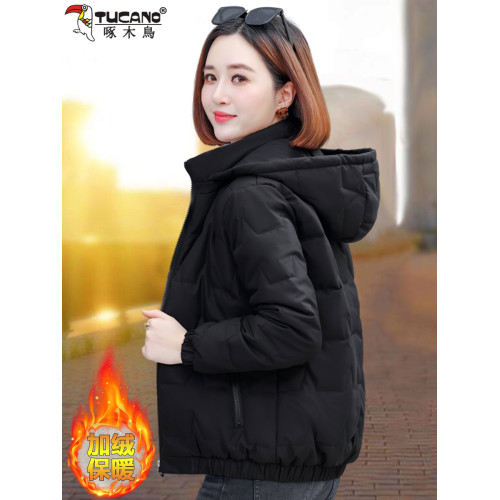 啄木鳥加絨棉衣女短款棉襖2025新款冬裝中年媽媽加厚保暖棉服外套 啄木鳥加絨棉衣女短款棉襖2025新款冬裝中年媽媽加厚保暖棉服外套