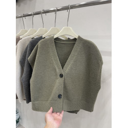 V領針織馬甲開衫女秋季新款寬松慵懶風無袖毛衣背心坎肩馬夾上衣