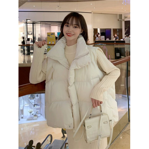 學院風粉色羽絨棉馬甲外套女秋冬季韓版寬松學生馬夾外穿坎肩上衣 學院風粉色羽絨棉馬甲外套女秋冬季韓版寬松學生馬夾外穿坎肩上衣