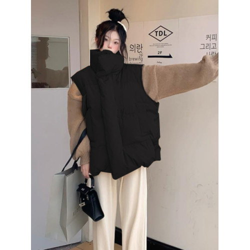 學院風粉色羽絨棉馬甲外套女秋冬季韓版寬松學生馬夾外穿坎肩上衣 學院風粉色羽絨棉馬甲外套女秋冬季韓版寬松學生馬夾外穿坎肩上衣