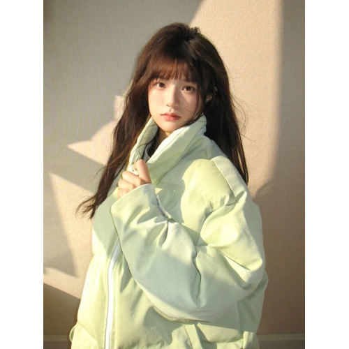 大碼淺綠色PU皮棉衣棉服外套女冬季防風加厚小衆oversize麵包服潮 大碼淺綠色PU皮棉衣棉服外套女冬季防風加厚小衆oversize麵包服潮