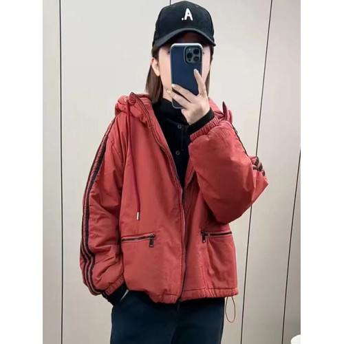 棉服女2025年新款秋冬季休閒寬松三道杠棉衣設計感防風夾棉外套潮 棉服女2025年新款秋冬季休閒寬松三道杠棉衣設計感防風夾棉外套潮