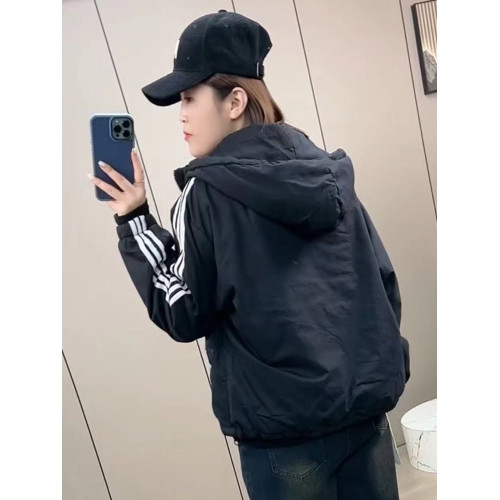 棉服女2025年新款秋冬季休閒寬松三道杠棉衣設計感防風夾棉外套潮 棉服女2025年新款秋冬季休閒寬松三道杠棉衣設計感防風夾棉外套潮