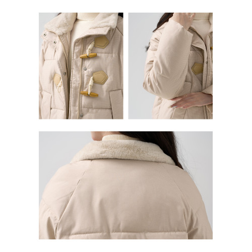 帛卡琪2025秋冬新款立領牛角釦羽絨棉服外套女短款拉鍊麵包服棉襖