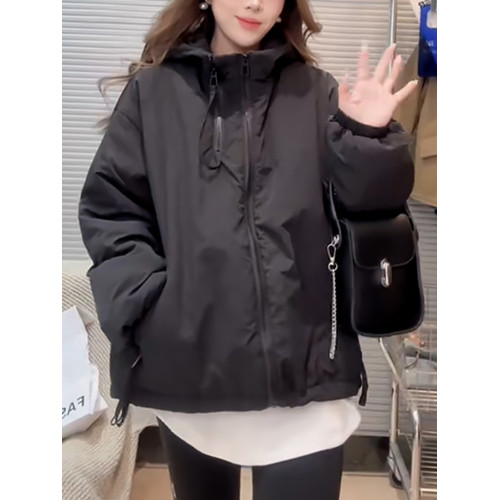韓版連帽立領棉服外套女2025早秋寬松短款小個子休閒長袖薄款上衣 韓版連帽立領棉服外套女2025早秋寬松短款小個子休閒長袖薄款上衣