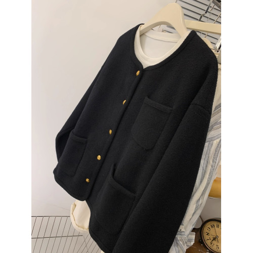 特大碼300斤黑色小香風毛呢外套女2024新款胖MM加絨加厚上衣240斤 特大碼300斤黑色小香風毛呢外套女2024新款胖MM加絨加厚上衣240斤